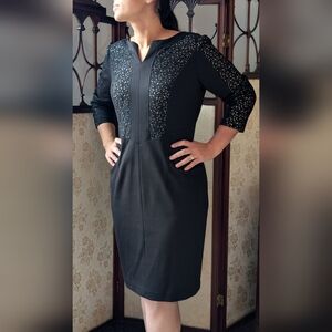 David Meister Elegant Black Lace Dress